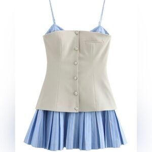 Sunday Blue and Cream Mini Dress